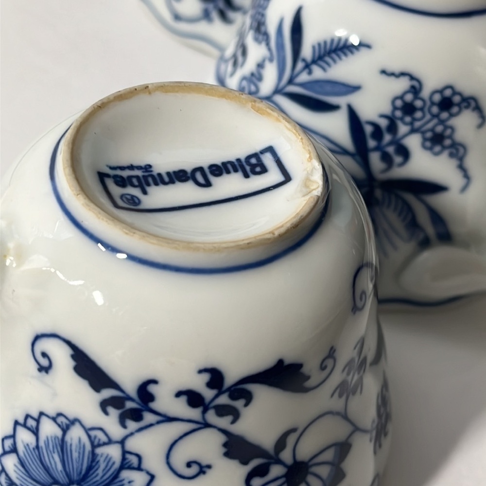 Vintage Blue Danube Japan Tea Cups Set of 6 Blue White Floral Split‎ Handle 8 oz - Picture 11 of 11